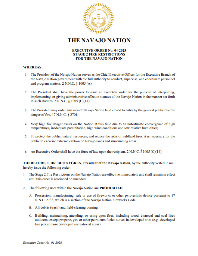 Fire Restriction Exec Order pg1